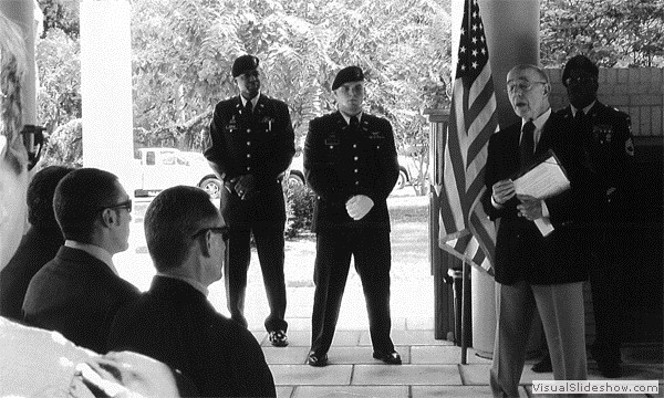 Delivering the eulogy for Ray Flaherty (2006).