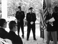 Delivering the eulogy for Ray Flaherty (2006).